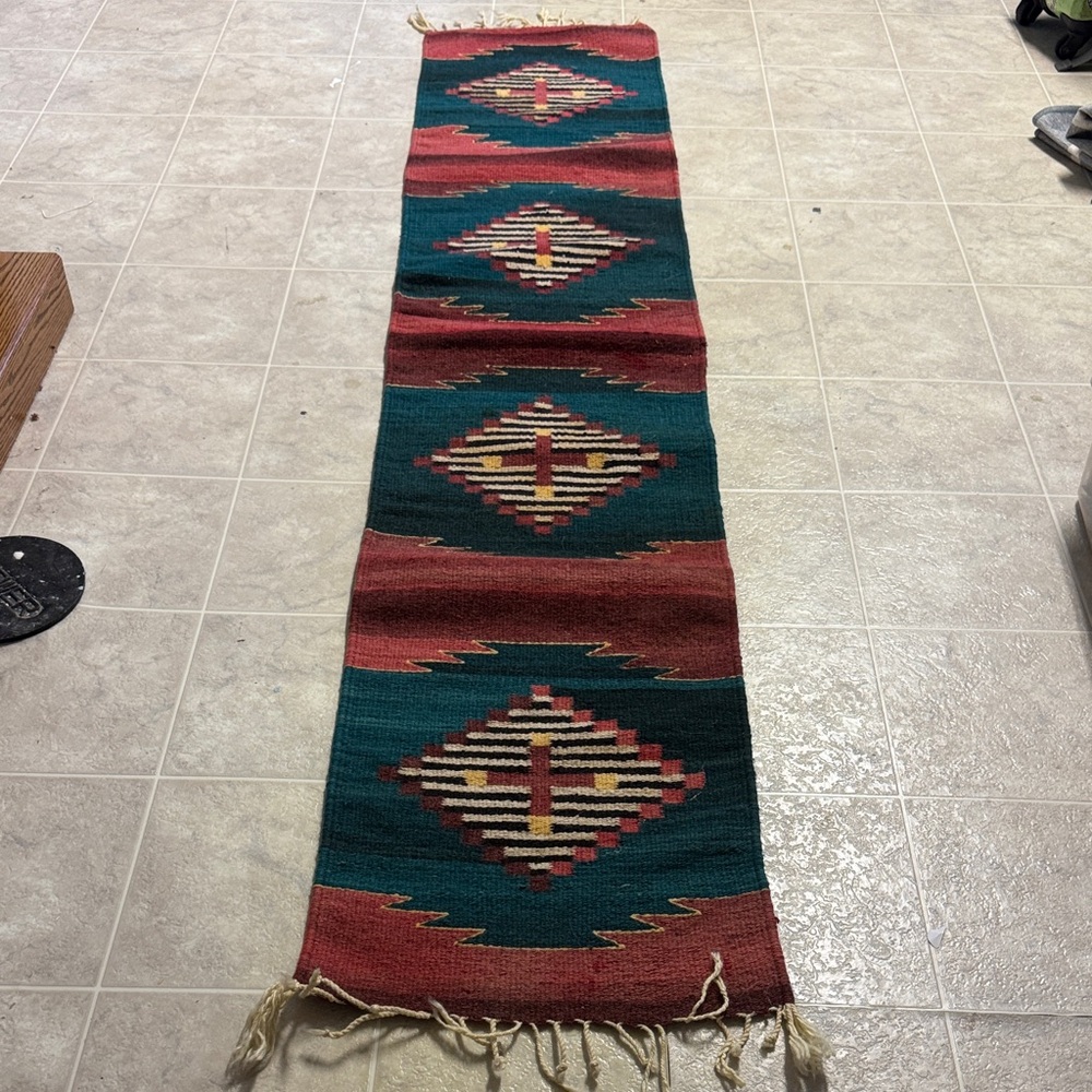 Zapotec vintage wool rug/table runner